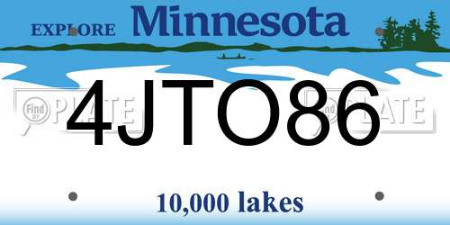 4JTO86 Minnesota License Plate