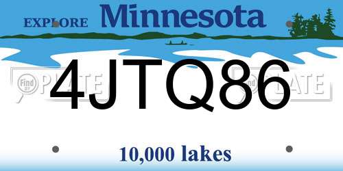 4JTQ86 Minnesota License Plate