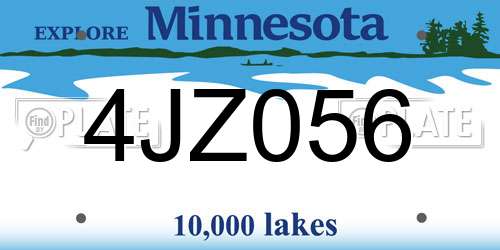 4JZ056 Minnesota License Plate