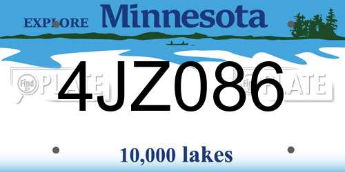 4JZ086 Minnesota License Plate