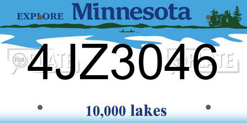 4JZ3046 Minnesota License Plate