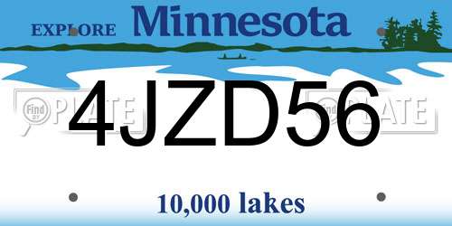 4JZD56 Minnesota License Plate