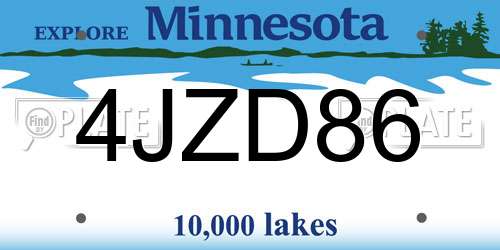 4JZD86 Minnesota License Plate