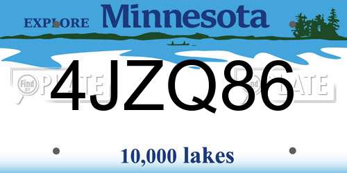 4JZQ86 Minnesota License Plate