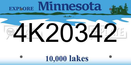 4K20342 Minnesota License Plate