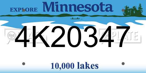 4K20347 Minnesota License Plate