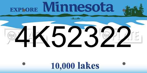 4K52322 Minnesota License Plate