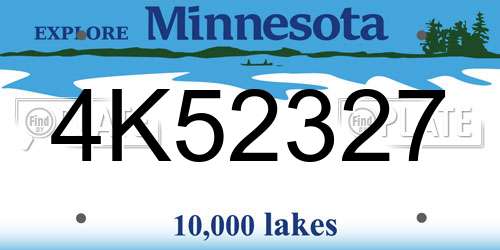 4K52327 Minnesota License Plate