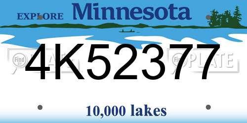 4K52377 Minnesota License Plate