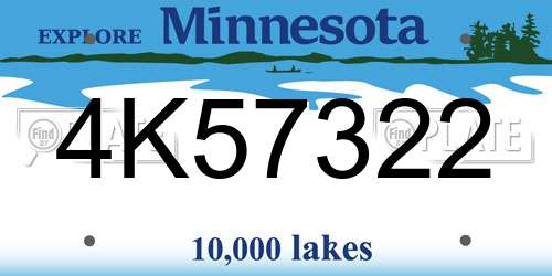 4K57322 Minnesota License Plate