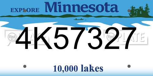 4K57327 Minnesota License Plate