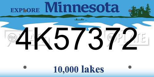 4K57372 Minnesota License Plate
