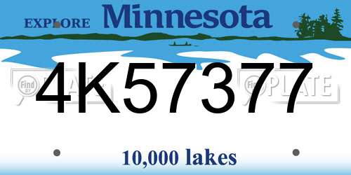 4K57377 Minnesota License Plate