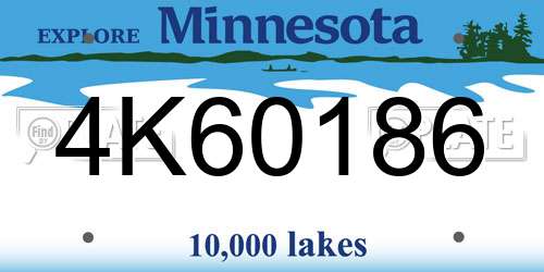 4K60186 Minnesota License Plate