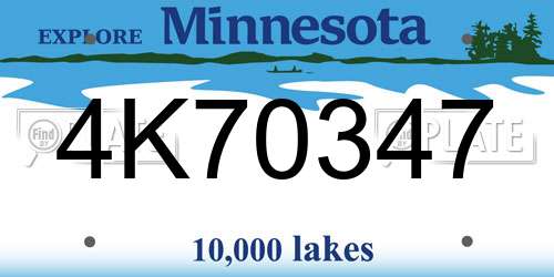 4K70347 Minnesota License Plate