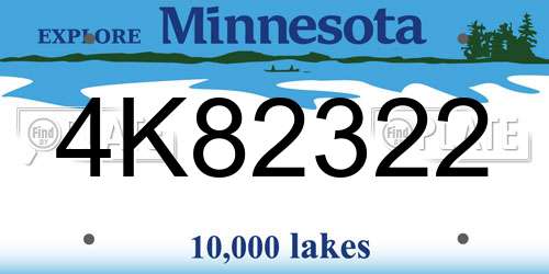 4K82322 Minnesota License Plate