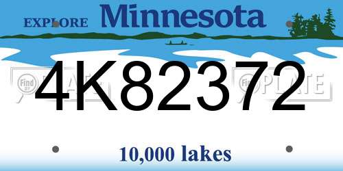 4K82372 Minnesota License Plate