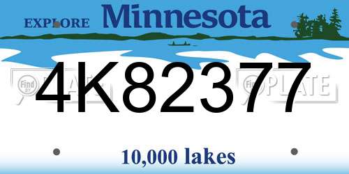 4K82377 Minnesota License Plate