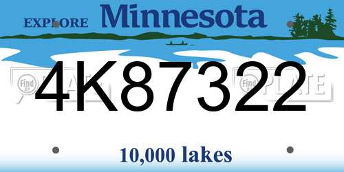 4K87322 Minnesota License Plate
