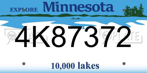 4K87372 Minnesota License Plate