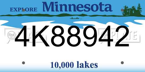 4K88942 Minnesota License Plate