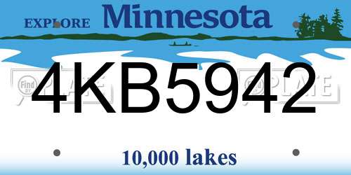 4KB5942 Minnesota License Plate