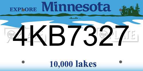 4KB7327 Minnesota License Plate