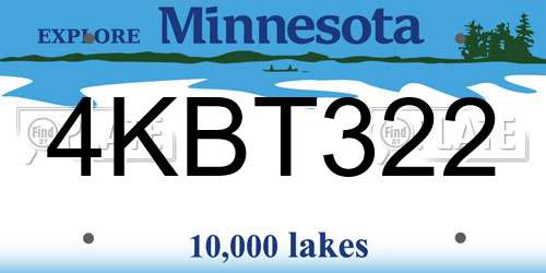 4KBT322 Minnesota License Plate
