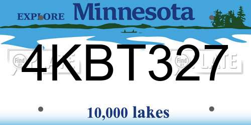 4KBT327 Minnesota License Plate