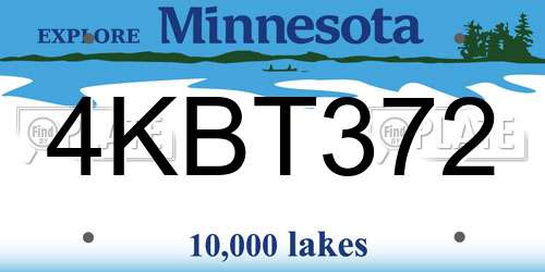4KBT372 Minnesota License Plate