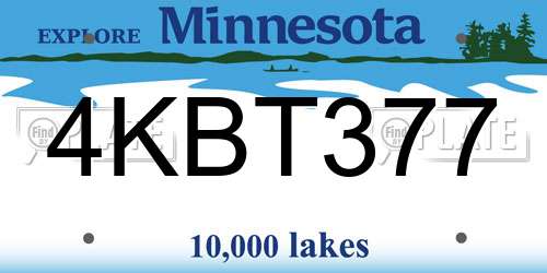4KBT377 Minnesota License Plate