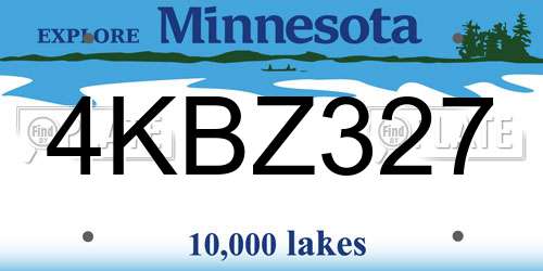 4KBZ327 Minnesota License Plate