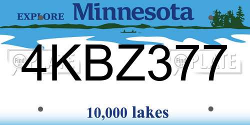 4KBZ377 Minnesota License Plate
