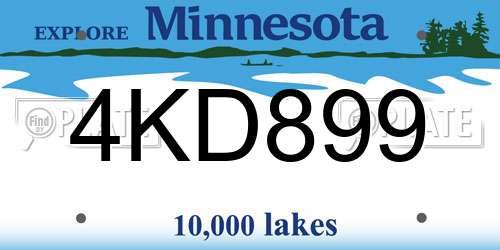 4KD899 Minnesota License Plate