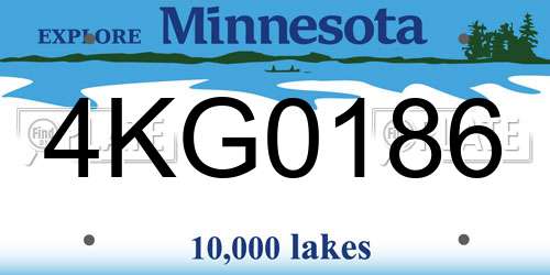 4KG0186 Minnesota License Plate