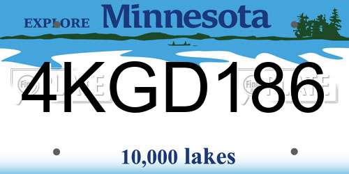 4KGD186 Minnesota License Plate