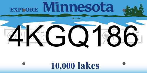 4KGQ186 Minnesota License Plate