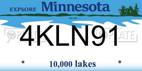 4KLN91 Minnesota License Plate