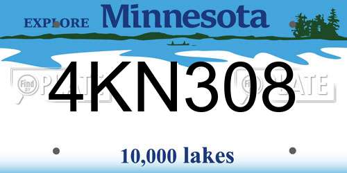 4KN308 Minnesota License Plate