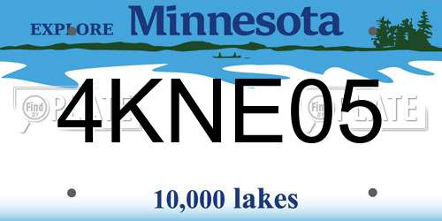 4KNE05 Minnesota License Plate