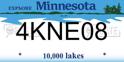 4KNE08 Minnesota License Plate