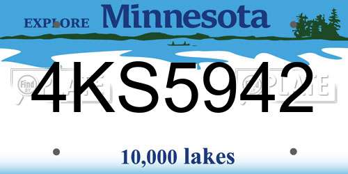 4KS5942 Minnesota License Plate