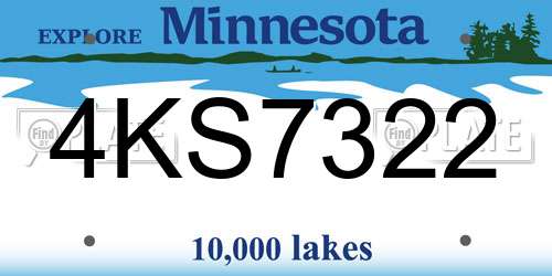 4KS7322 Minnesota License Plate