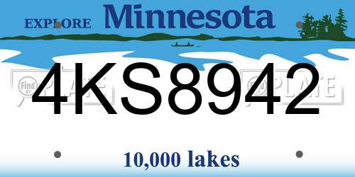 4KS8942 Minnesota License Plate
