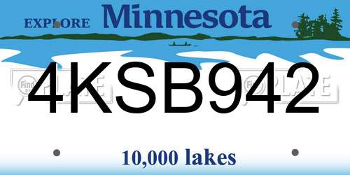 4KSB942 Minnesota License Plate