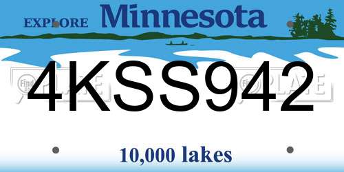 4KSS942 Minnesota License Plate