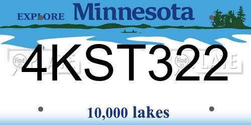 4KST322 Minnesota License Plate