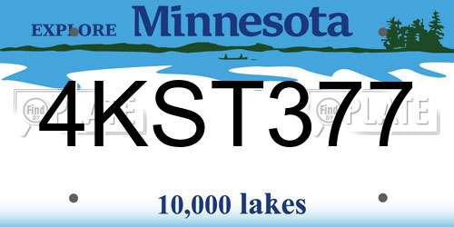 4KST377 Minnesota License Plate
