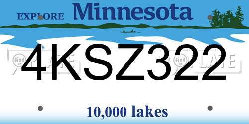 4KSZ322 Minnesota License Plate