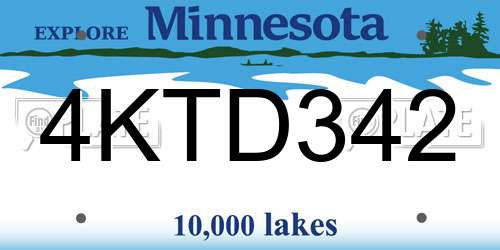 4KTD342 Minnesota License Plate